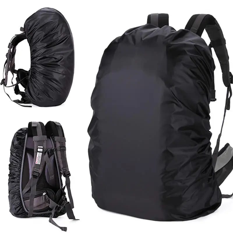 Cubre Mochila Impermeable de Nylon Negro 35L para Mochilas de Ciclismo, Senderismo y Escalada.